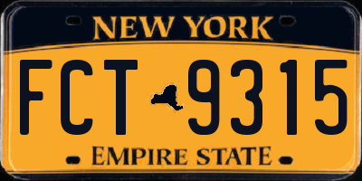 NY license plate FCT9315