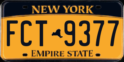 NY license plate FCT9377