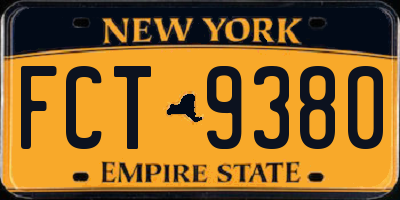NY license plate FCT9380