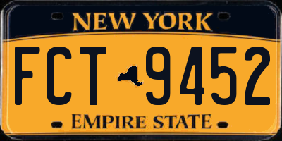 NY license plate FCT9452