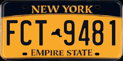 NY license plate FCT9481