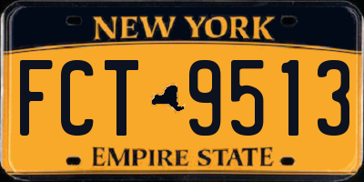 NY license plate FCT9513