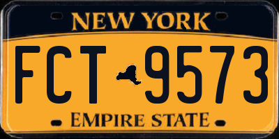 NY license plate FCT9573