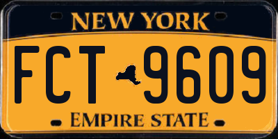 NY license plate FCT9609