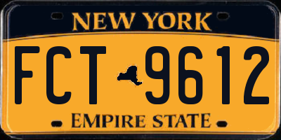 NY license plate FCT9612
