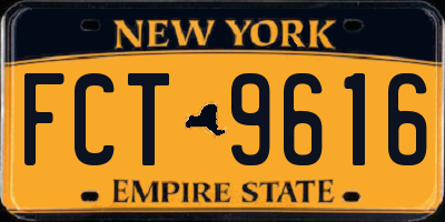 NY license plate FCT9616