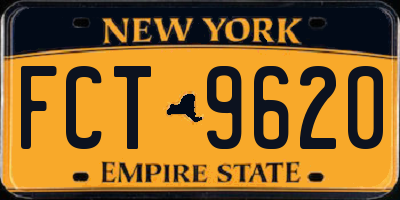 NY license plate FCT9620