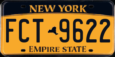 NY license plate FCT9622
