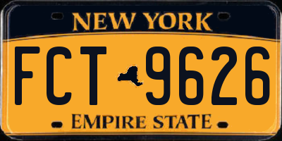NY license plate FCT9626
