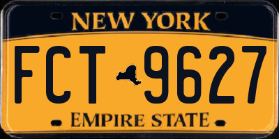 NY license plate FCT9627