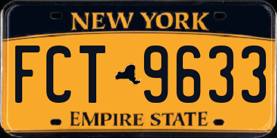 NY license plate FCT9633