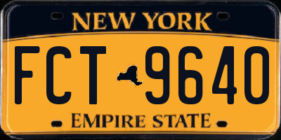 NY license plate FCT9640