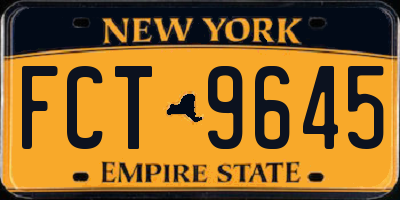 NY license plate FCT9645