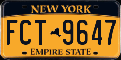 NY license plate FCT9647