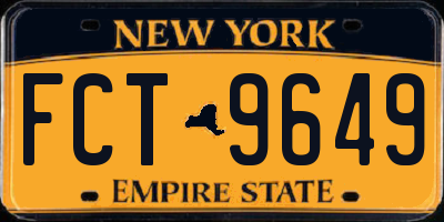 NY license plate FCT9649