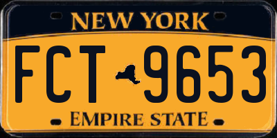 NY license plate FCT9653