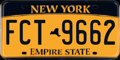 NY license plate FCT9662