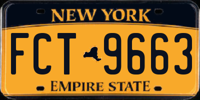 NY license plate FCT9663