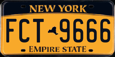 NY license plate FCT9666