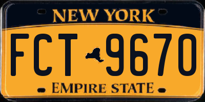 NY license plate FCT9670