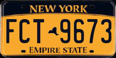 NY license plate FCT9673