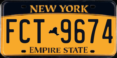 NY license plate FCT9674