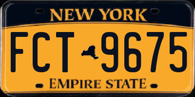 NY license plate FCT9675