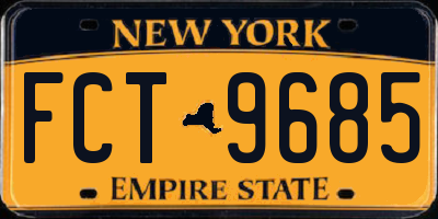NY license plate FCT9685