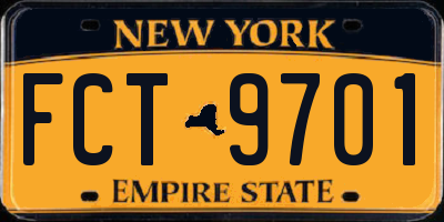 NY license plate FCT9701