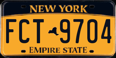 NY license plate FCT9704