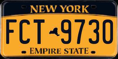 NY license plate FCT9730