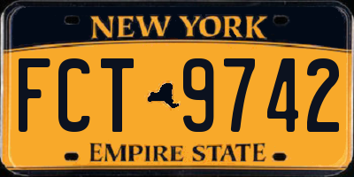 NY license plate FCT9742