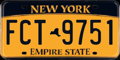 NY license plate FCT9751