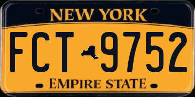 NY license plate FCT9752