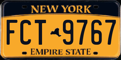 NY license plate FCT9767