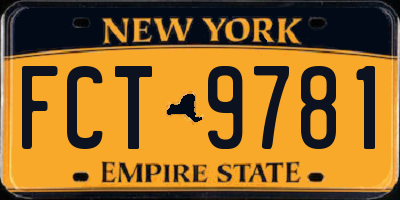 NY license plate FCT9781