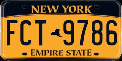 NY license plate FCT9786