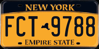 NY license plate FCT9788