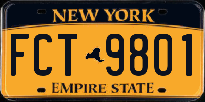 NY license plate FCT9801