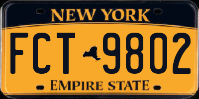 NY license plate FCT9802
