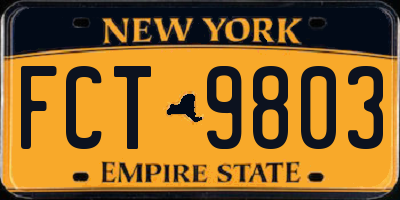 NY license plate FCT9803