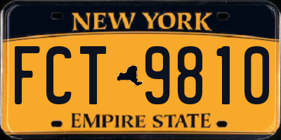 NY license plate FCT9810
