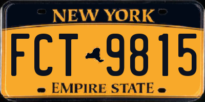 NY license plate FCT9815