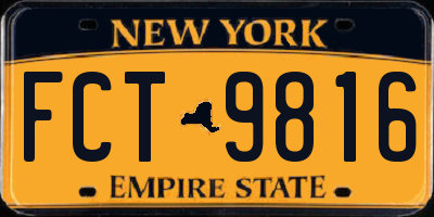 NY license plate FCT9816
