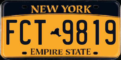 NY license plate FCT9819