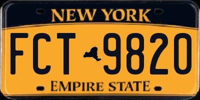 NY license plate FCT9820