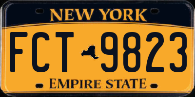 NY license plate FCT9823