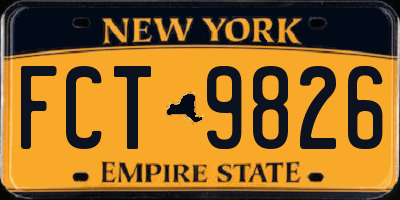 NY license plate FCT9826