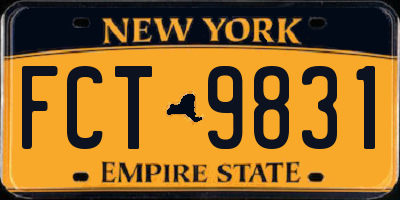 NY license plate FCT9831