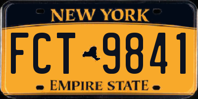 NY license plate FCT9841
